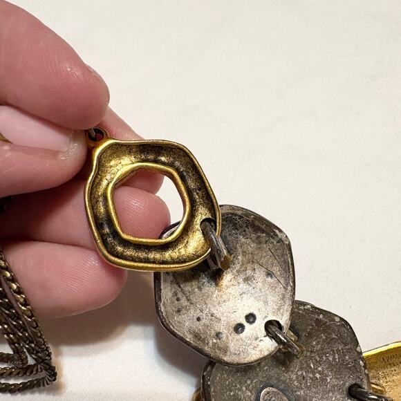 Chicos Iridescent Enamel Statement Necklace Artsy Indie Mermaidcore Avantgarde - Picture 9 of 11